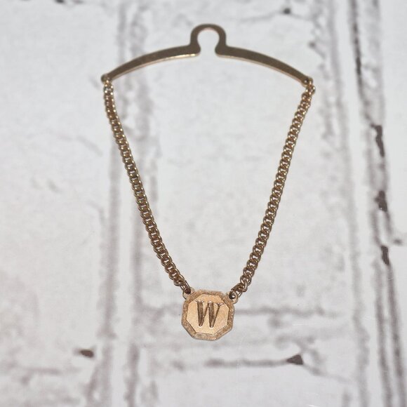 🟨🔠 Vintage Gold Initial “W” Tie Chain (Great Condition) - Picture 1 of 5